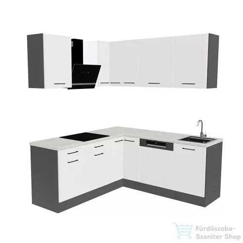 Leziter Royal 310 sarok konyhabútor antracit korpusz, kasmír front, mohave munklappal ROYS310ANMFKAS