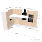 Leziter Royal 360 sarok konyhabútor sütős és mikrohullámű sütős kialakítással kasmír korpusz, sonoma tölgy front, mohave munkalappal ROYS360KASST