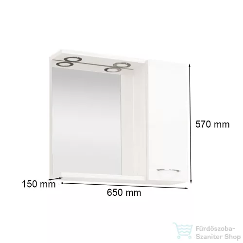 Leziter Ruben 65 fürdőszoba bútor felsőszekrény Fehér RUB65FF