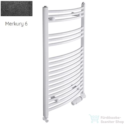 Radeco ADAMO AD6-600/L 1440x650 törölközőszárítós radiátor, MERKURY 6 (metál fekete) színben