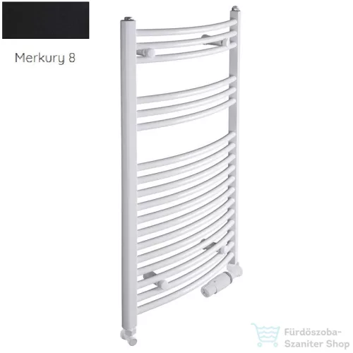 Radeco ADAMO AD6-600/L 1440x650 törölközőszárítós radiátor, MERKURY 8 (selyemfényű fekete) színben