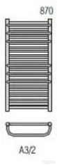 Radeco ARIA A3-400/2 870x435 törölközőszárítós radiátor, MERKURY 1 (metál ezüst) színben