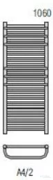 Radeco ARIA A4-500/2 1060x535 törölközőszárítós radiátor, fényes fehér színben