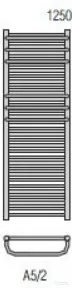 Radeco ARIA A5-500/2 1250x535 törölközőszárítós radiátor, fényes fehér színben