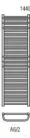 Radeco ARIA A6-600/2 1440x635 törölközőszárítós radiátor, fényes fehér színben