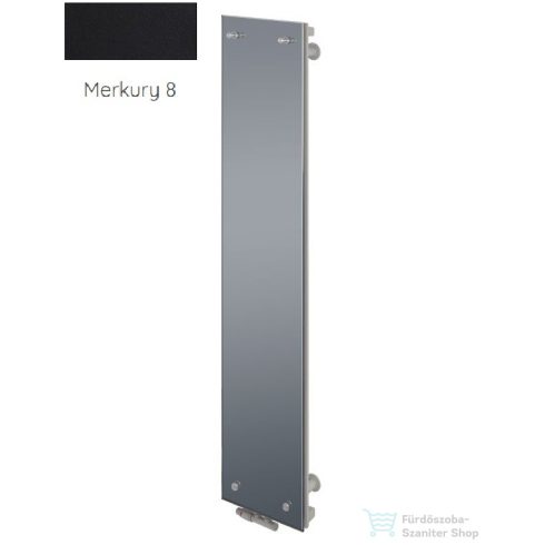 Radeco CLEO 1 1650x340 design radiátor tükörrel, MERKURY 8 (selyemfényű fekete) színben