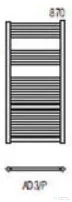 Radeco DORA AD3-400/P 870x450 törölközőszárítós radiátor, MERKURY 4 (metál szürke) színben