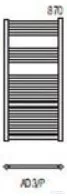 Radeco DORA AD3-500/P 870x550 törölközőszárítós radiátor, MERKURY 4 (metál szürke) színben