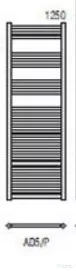 Radeco DORA  AD5-400/P 1250x450 törölközőszárítós radiátor, SATURN 6 (matt homok) színben