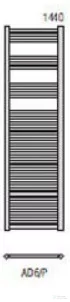 Radeco DORA AD6-500/P 1440x550 törölközőszárítós radiátor, MERKURY 5 (metál sötétszürke) színben