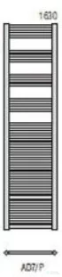 Radeco DORA AD7-500/P 1630x550 törölközőszárítós radiátor, MERKURY 6 (metál fekete) színben