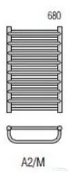 Radeco MARIO A2-400/M 680x435 törölközőszárítós radiátor MERKURY 1 (metál ezüst) színben