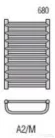 Radeco MARIO A2-500/M 680x535 törölközőszárítós radiátor MERKURY 2 (ezüst) színben