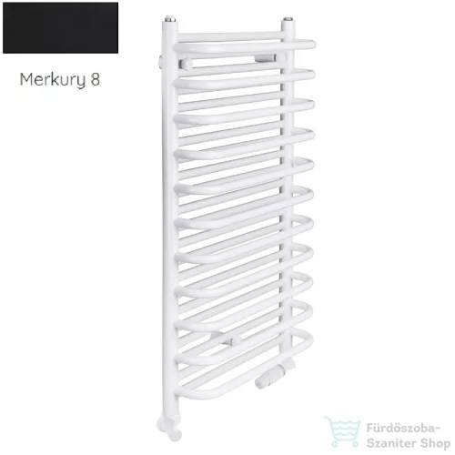 Radeco MARIO A5-350/M 1250x385 törölközőszárítós radiátor MERKURY 8 (selyemfényű fekete) színben