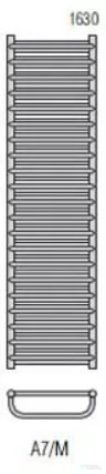 Radeco MARIO A7-400/M 1630x435 törölközőszárítós radiátor MERKURY 3 (metál világosszürke) színben
