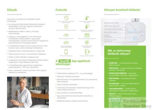 Radeco NEX APP 600W fix bekötésű fűtőpatron, fényes fehér