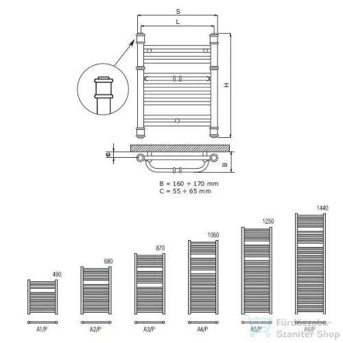 Radeco RETRO A1-400/P/KOLOR 490x445 design radiátor, MERKURY 2 (ezüst) színben