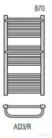 Radeco ROSA AD3-600/R 870x650 törölközőszárítós radiátor, MERKURY 1 (metál ezüst) színben
