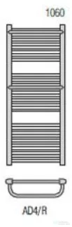 Radeco ROSA AD4-500/R 1060x550 törölközőszárítós radiátor, SATURN 6 (matt homok) színben
