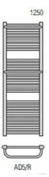 Radeco ROSA AD5-500/R 1250x550 törölközőszárítós radiátor, MERKURY 6 (metál fekete) színben