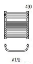 Radeco UGO A1-400/U 490x435 törölközőszárítós radiátor SATURN 5 (matt krém) színben