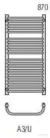 Radeco UGO A3-400/U 870x435 törölközőszárítós radiátor MERKURY 4 (metál szürke) színben