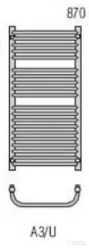 Radeco UGO A3-400/U 870x435 törölközőszárítós radiátor MERKURY 4 (metál szürke) színben