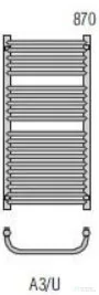 Radeco UGO A3-500/U 870x535 törölközőszárítós radiátor MERKURY 4 (metál szürke) színben
