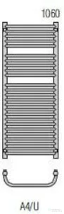 Radeco UGO A4-500/U 1060x535 törölközőszárítós radiátor MERKURY 6 (metál fekete) színben