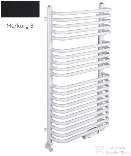 Radeco UGO A5-500/U 1250x535 törölközőszárítós radiátor MERKURY 8 (selyemfényű fekete) színben