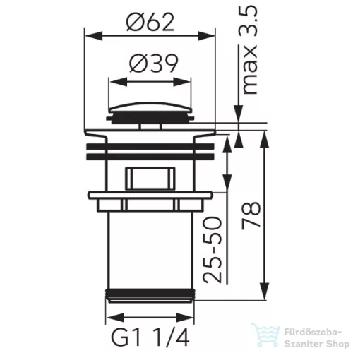 Ferro click-clack leeresztő túlfolyós mosdóhoz, szálcsiszolt arany S283G