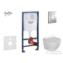   Grohe RapidSL falra szerelhető WC szett, Kielle Gaia WC és softclose ülőkével, Grohe SKATE Cosmopolitan króm nyomólappal SANI11BA1103