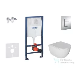   Grohe RapidSL falra szerelhető WC szett, Kielle Oudee WC és softclose ülőkével, Grohe SKATE Cosmopolitan króm nyomólappal SANI11BA1104
