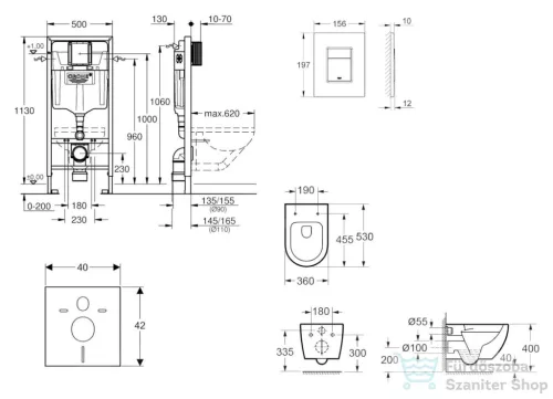 Grohe RapidSL falra szerelhető WC szett, Kielle Oudee WC és softclose ülőkével, Grohe SKATE Cosmopolitan króm nyomólappal SANI11BA1104