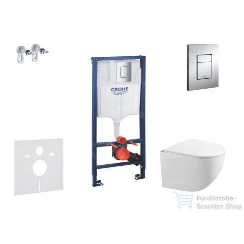 Grohe Rapid SL falra szerelhető WC szett, Kielle Gaia kompakt WC soft close ülőkével, Skate Cosmopolitan króm nyomólappal SANI11BA1105