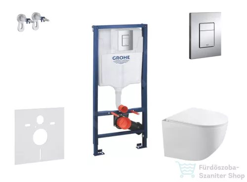 Grohe Rapid SL falra szerelhető WC szett, Kielle Gaia kompakt WC soft close ülőkével, Skate Cosmopolitan króm nyomólappal SANI11BA1105