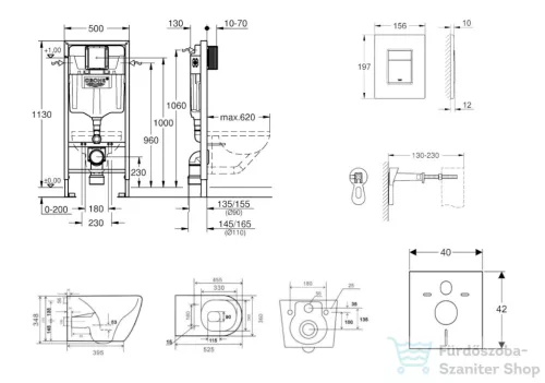 Grohe Rapid SL falra szerelhető WC szett, Kielle Gaia WC soft close ülőkével, Skate Cosmopolitan króm nyomólappal SANI11BA1106