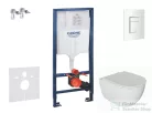 Grohe Rapid SL falra szerelhető WC szett, Kielle Oudee WC soft close ülőkével, Skate Cosmopolitan alpesi fehér nyomólappal SANI11BA3101