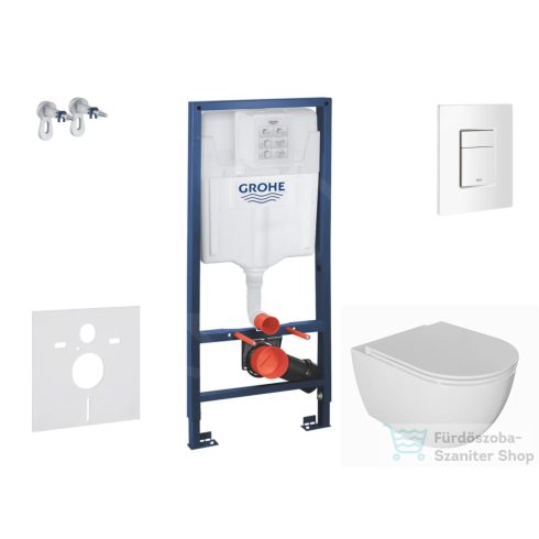 Grohe Rapid SL falra szerelhető WC szett, Kielle Oudee WC soft close ülőkével, Skate Cosmopolitan alpesi fehér nyomólappal SANI11BA3101