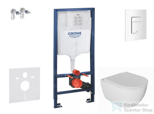 Grohe Rapid SL falra szerelhető WC szett, Kielle Oudee WC soft close ülőkével, Skate Cosmopolitan alpesi fehér nyomólappal SANI11BA3101