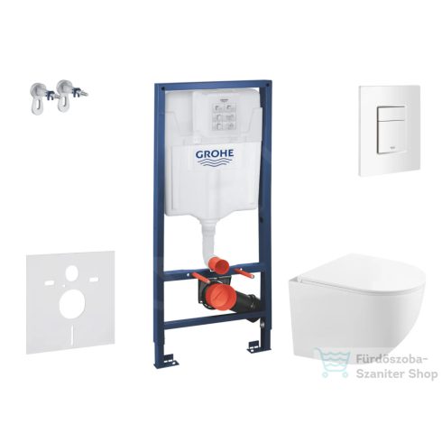 Grohe Rapid SL falra szerelhető WC szett, Kielle Gaia kompakt WC soft close ülőkével, Skate Cosmopolitan alpesi fehér nyomólappal SANI11BA3103