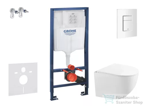 Grohe Rapid SL falra szerelhető WC szett, Kielle Gaia kompakt WC soft close ülőkével, Skate Cosmopolitan alpesi fehér nyomólappal SANI11BA3103
