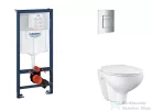 Grohe Rapid SL falra szerelhető WC szett, Bau Ceramic WC soft close ülőkével, Skate Cosmopolitan króm nyomólappal SANI11BB2113