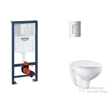   Grohe Rapid SL falra szerelhető WC szett, Bau Ceramic WC soft close ülőkével, Skate Cosmopolitan matt króm nyomólappal SANI11BB2114