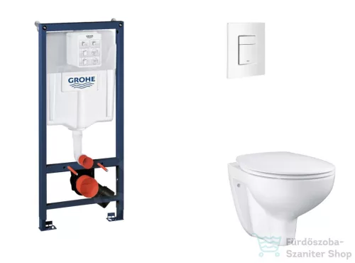 Grohe Rapid SL falra szerelhető WC szett, Bau Ceramic WC soft close ülőkével, Skate Cosmopolitan alpesi fehér nyomólappal SANI11BB3117