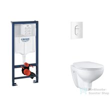   Grohe Rapid SL falra szerelhető WC szett, Bau Ceramic WC soft close ülőkével, Arena Cosmopolitan alpesi fehér nyomólappal SANI11BB3118