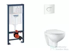 Grohe Rapid SL falra szerelhető WC szett, Bau Ceramic WC soft close ülőkével, Arena Cosmopolitan alpesi fehér nyomólappal SANI11BB3120
