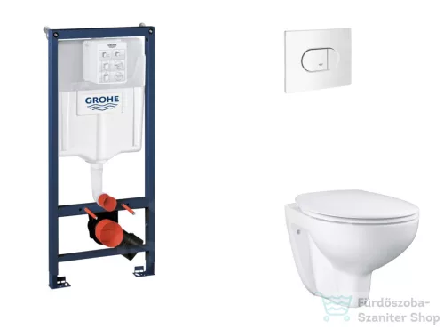 Grohe Rapid SL falra szerelhető WC szett, Bau Ceramic WC soft close ülőkével, Arena Cosmopolitan alpesi fehér nyomólappal SANI11BB3120