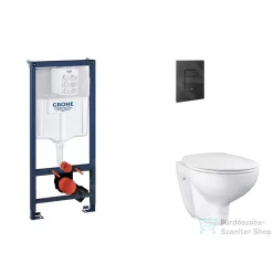   Grohe Rapid SL falra szerelhető WC szett, Bau Ceramic WC soft close ülőkével, Even phantom black nyomólappal SANI11BB5113