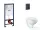 Grohe Rapid SL falra szerelhető WC szett, Bau Ceramic WC soft close ülőkével, Even phantom black nyomólappal SANI11BB5113